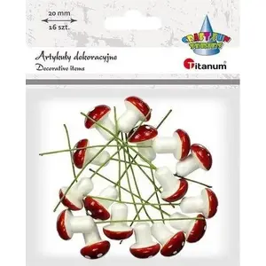 Titanum styrofoam mushrooms 17x20 mm with 55 mm wire stem, pack of 16