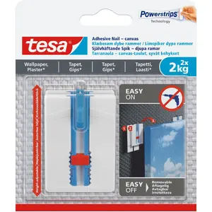 Hooks for Canvas Tesa 77779 — pack with 2 hooks (2 x 2 kg load) with nails