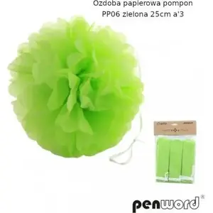 Papīra pompons 25 cm Polsirhurt — zaļš dekoratīvs bumba pasākumiem