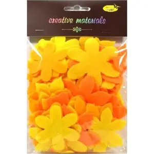 Felt Flowers TEKA 60 pcs, yellow-orange tones, decorative craft embellishments