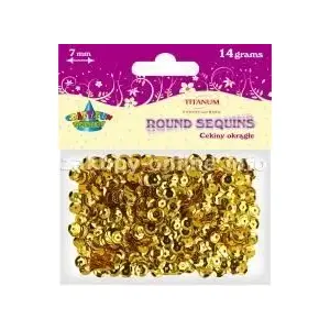 Sequins Titanum round metallic gold 7 mm 14 g pack TITA0061