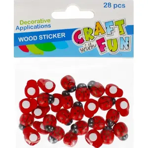 Craft with Fun decorative wooden ladybug embellishments, 15 mm, pack of 28 pieces