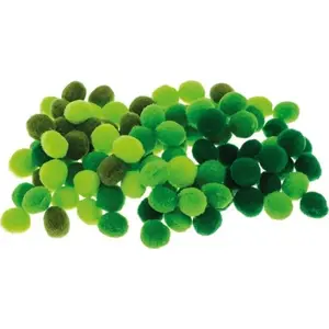 BREWIS Pompony POM12 1 cm green shades, pack of 100 — craft pom poms