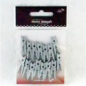 Decorative Silver Clothespins Kacperek 25 mm, pack of 15