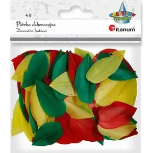 Feather Flakes Titanum Piórka 4 g — mixed red, green, yellow color craft embellishments