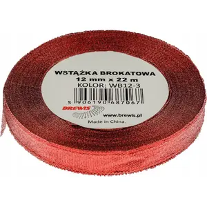 Decorative Christmas ribbon TEKA 12 mm x 22 m, red glitter