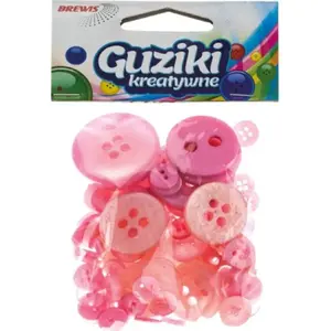 Buttons TEKA creative pink pack 40 g — sewing and craft buttons, assorted sizes and shapes