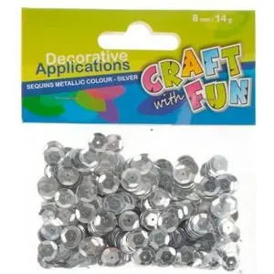 Sequin rings 8 mm silver Craft with Fun model 231681 — decorative craft sequins
