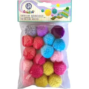 Decorative wool pom poms 30 mm Astra — pack of craft pompons