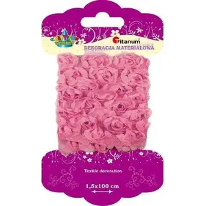 Titanum ribbon tulle with small flowers, light pink – decorative craft trim