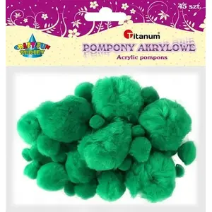 Decorative Acrylic Pompons Titanum pack of 45, green — craft embellishments