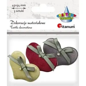 Stuffed fabric hearts set Titanum 54×40 mm, 3 pieces