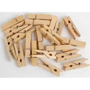 Decorative Clothespins FANDY large Natural, wooden decorative pegs, pack with large natural-finish clips