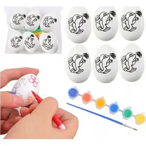 Styrofoam Easter Eggs for Painting, LEANToys 6 pcs — rabbit pattern (for craft and decoration)