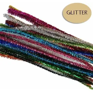 Carioca Chenille glitter 30 cm x 8 mm craft stems, pack of 24 mixed colors