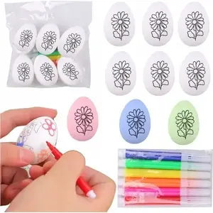 Styrofoam Easter Eggs for Painting LEANToys 6 pcs, floral pattern, diameter D