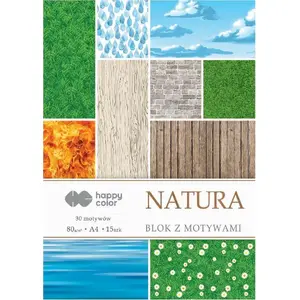 Paper pad Happy Color A4 15 sheets with Natura themed designs - decorative craft paper