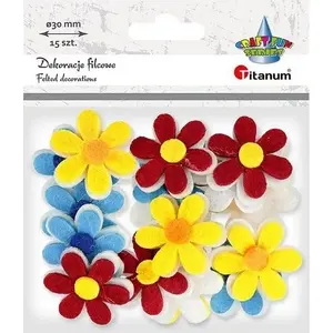 Felt 3D Flower Decorations Titanum 30 mm mix, 15 pcs