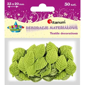 Fabric Decorative Leaves Titanum 3.3x2 cm, green, pack of 30
