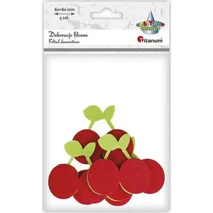 Felt Cherry Decorations Titanum 3D red-green, set of 5
