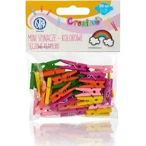 Wooden Clothespins Astra 50 pcs — multicolour wooden pegs for laundry, model 329775