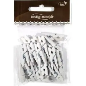 Wooden Clothespins 30 mm White, Pack of 25 — No name