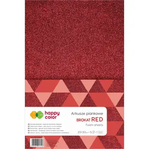 Foam Sheet Happy Color glitter 20 x 30 cm, 5 sheets, red