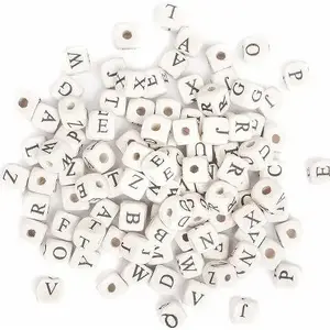 Wooden Letter Beads DP Craft DPRCAFT set 100 pcs — natural alphabet spacer beads