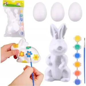 Craft Set LEANToys Easter Styrofoam Eggs 3 pcs with Bunny Figure and Paints