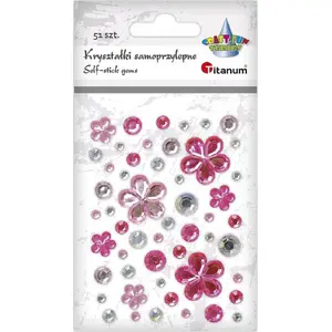 Titanum self-adhesive crystal flower decorations mix, 53 pieces