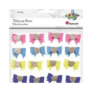 Self-adhesive 3D Felt Bows Titanum 30×20 mm, mixed colors, pack of 16
