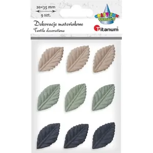 Titanum 3D Embossed Fabric Leaves 20x35 mm Mix 9 pcs – decorative craft embellishments