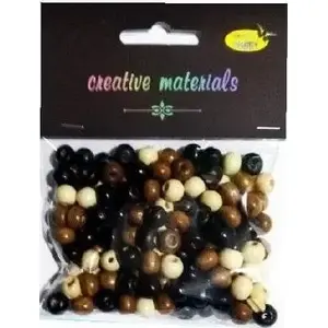 Wooden Beads Mix Hipo — approx. 150 pcs, total weight ~26 g, natural craft beads