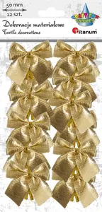 Ribbon Rosette Titanum fabric 50 mm 12 pcs gold