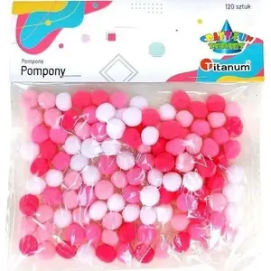 Polyester Pom Poms Titanum 10 mm, mix colors, 120 pcs