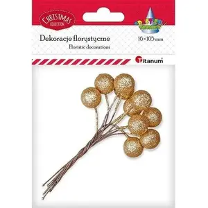 Titanum decorative wire with 15 mm glitter gold bead, pack of 10