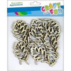 Decorative Wooden Oak Leaf Ornaments set, Craft with Fun CF OZDOBA DREW LISCD, 12 pcs