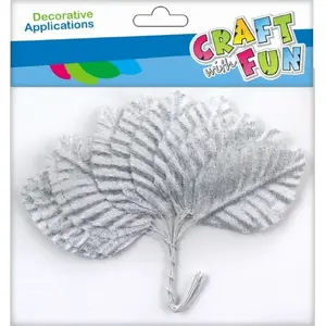 Craft with Fun decorative ornament set, sequined leaf 5.5 cm, 12 pieces, silver