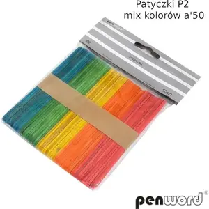 Wooden sticks Polsirhurt P2 mix colors, pack of 50 — wooden craft and stirring sticks
