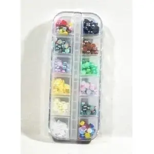 Trifox iridescent half-round pearls 5 mm, 12 colors (crafting embellishments)