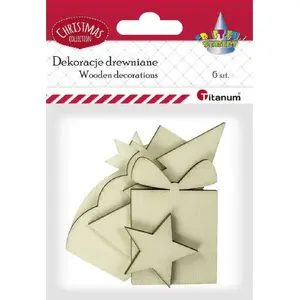 Wooden decorative ornaments set 6 pcs, Titanum