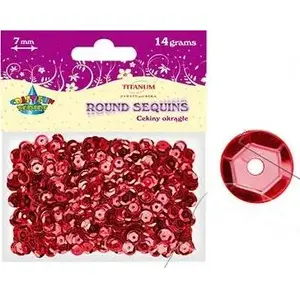Sequins Titanum round 7 mm metallic red, 14 g pack (TITA0007)