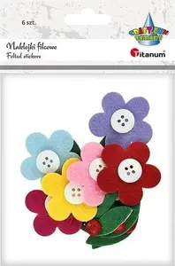 Felt 3D Flower Stickers Titanum set of 6 – decorative craft appliqués