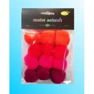 Pom-poms (40 mm) Titanum set of 12 acrylic red and pink