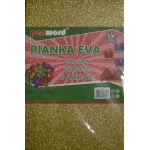 Foam Sheet Polsirhurt Pianka EVA 20x30 cm gold glitter, 5 sheets