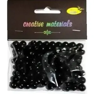 Wooden beads FANDY — black, approx. 150 pcs (approx. 26 g)