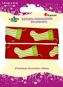 Ribbon Titanum 1.5 cm x 3 m Xmas DD146 for decoration and gift wrapping