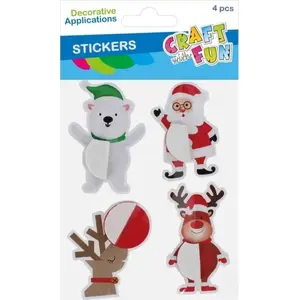 Christmas decoration set Craft with Fun CFBN444 — 4 pcs winter-themed stickers/ornaments