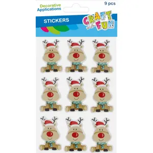 Craft with Fun 3D Reindeer Holiday Decorations set of 9 — stickers, model CFBN477