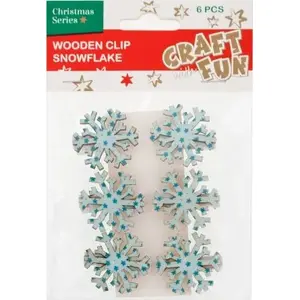 Craft with Fun decorative wooden clothespins, snowflake-shaped set of 6